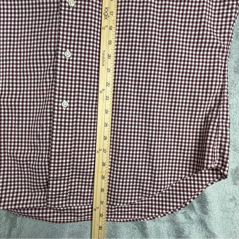 Ralph‎ Lauren Shirt Mens Large Classic Fit Burgundy Gingham Button Down - Picture 12 of 12